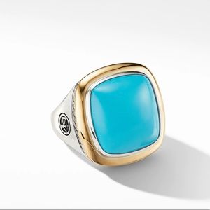 David Yurman 14mm Albion Turquoise Ring In Silver/18k Gold Size 8